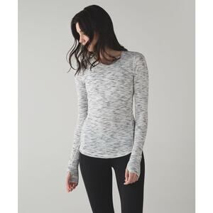 Lululemon 5 Mile Long Sleeve Tiger Space Dye Black White Size 4 Run Gym